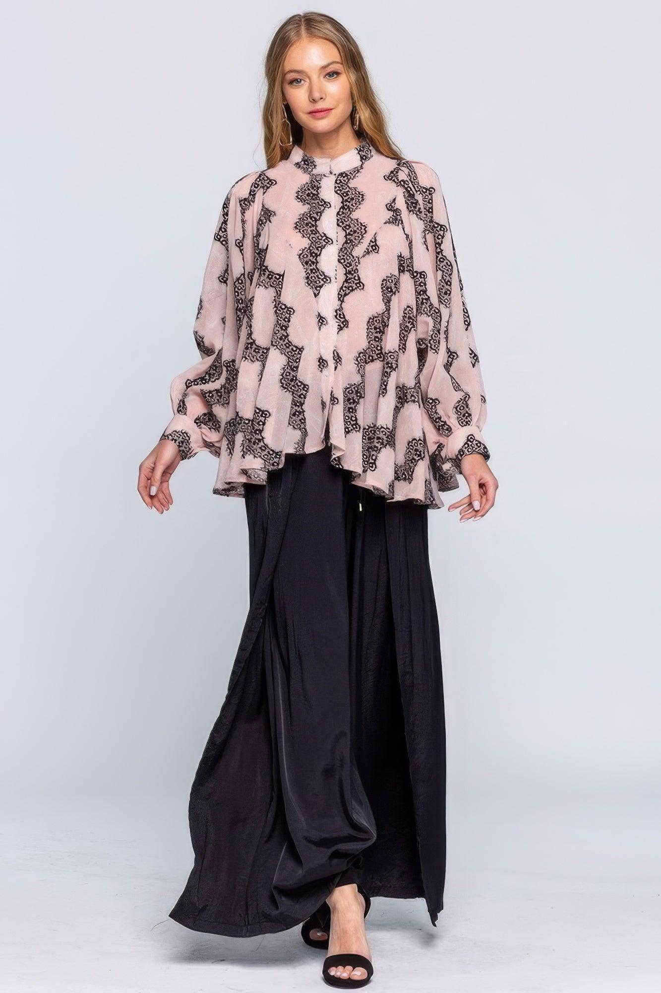 See Through Shirt With Lace Detail | Mixtshop LLC Main image