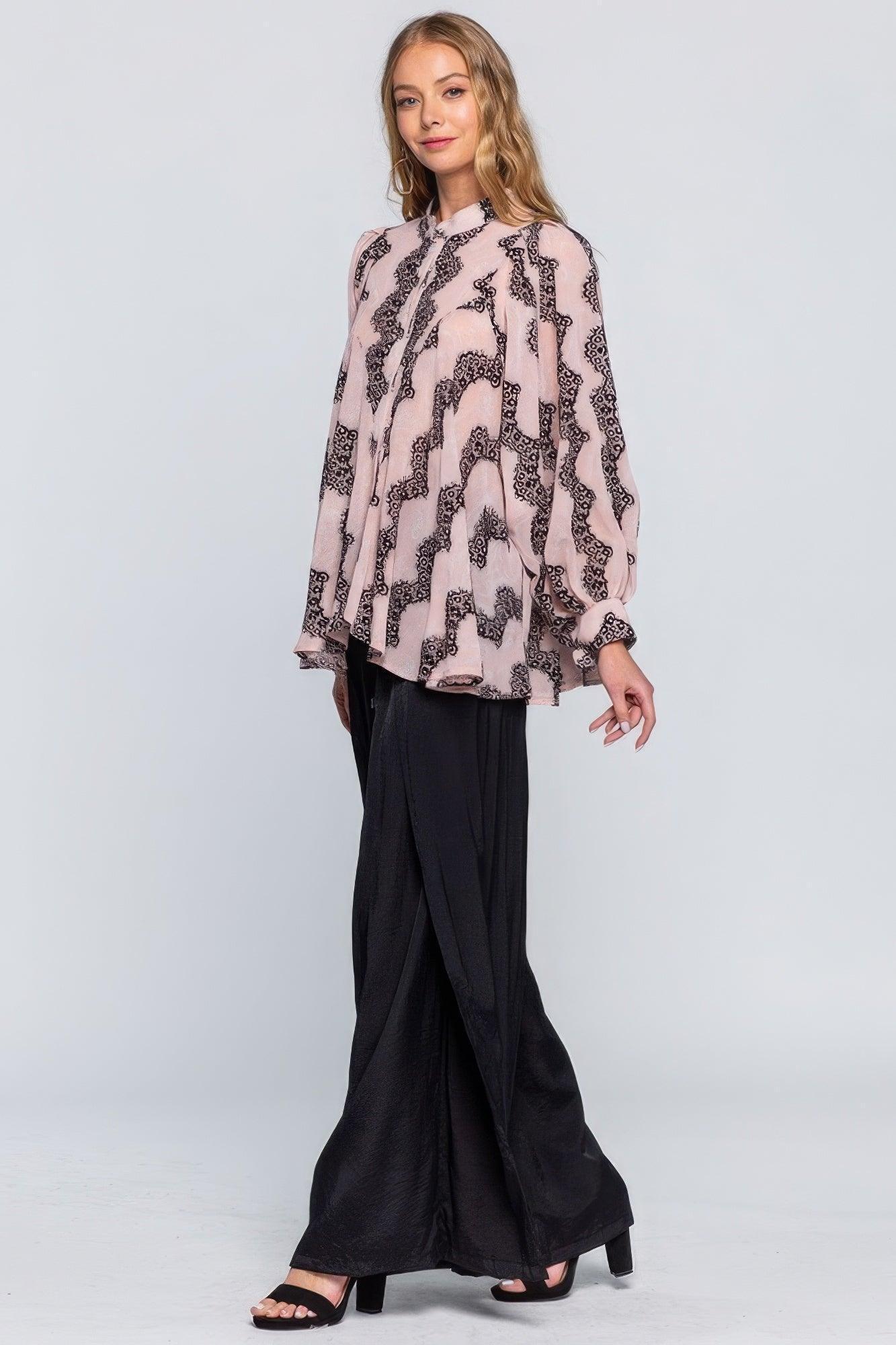See Through Shirt With Lace Detail | Mixtshop LLC