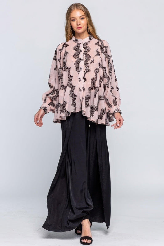 See Through Shirt With Lace Detail | Mixtshop LLC